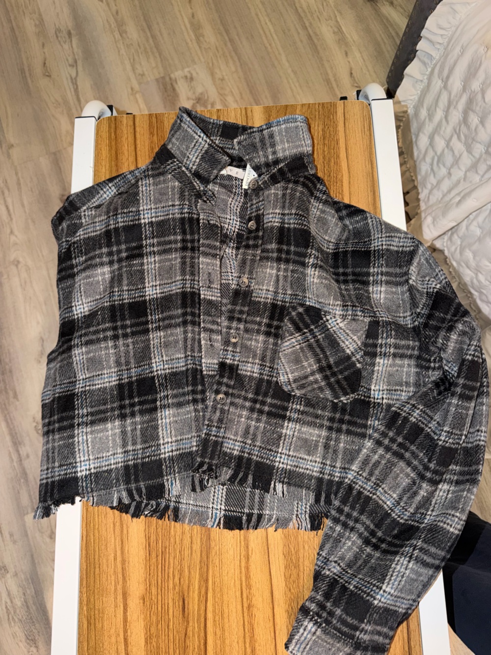Black & Gray Plaid Button-Front Shirt. HYFVE